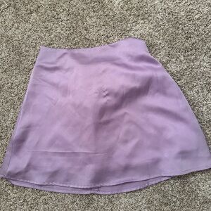 Purple satin mini skirt